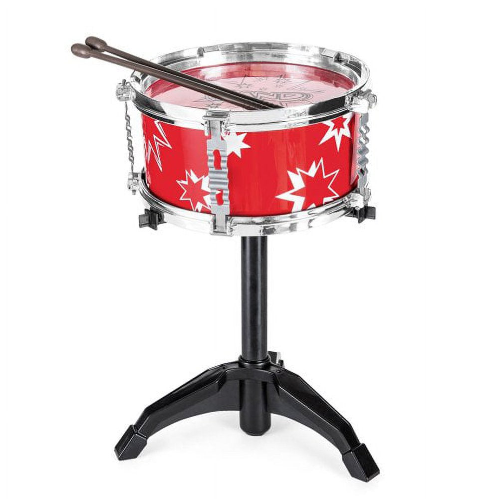 11-Piece Kids Starter Drum Set with Bass Drum, Tom Drums, Snare, Cymbal, Stool, Drumsticks - Red